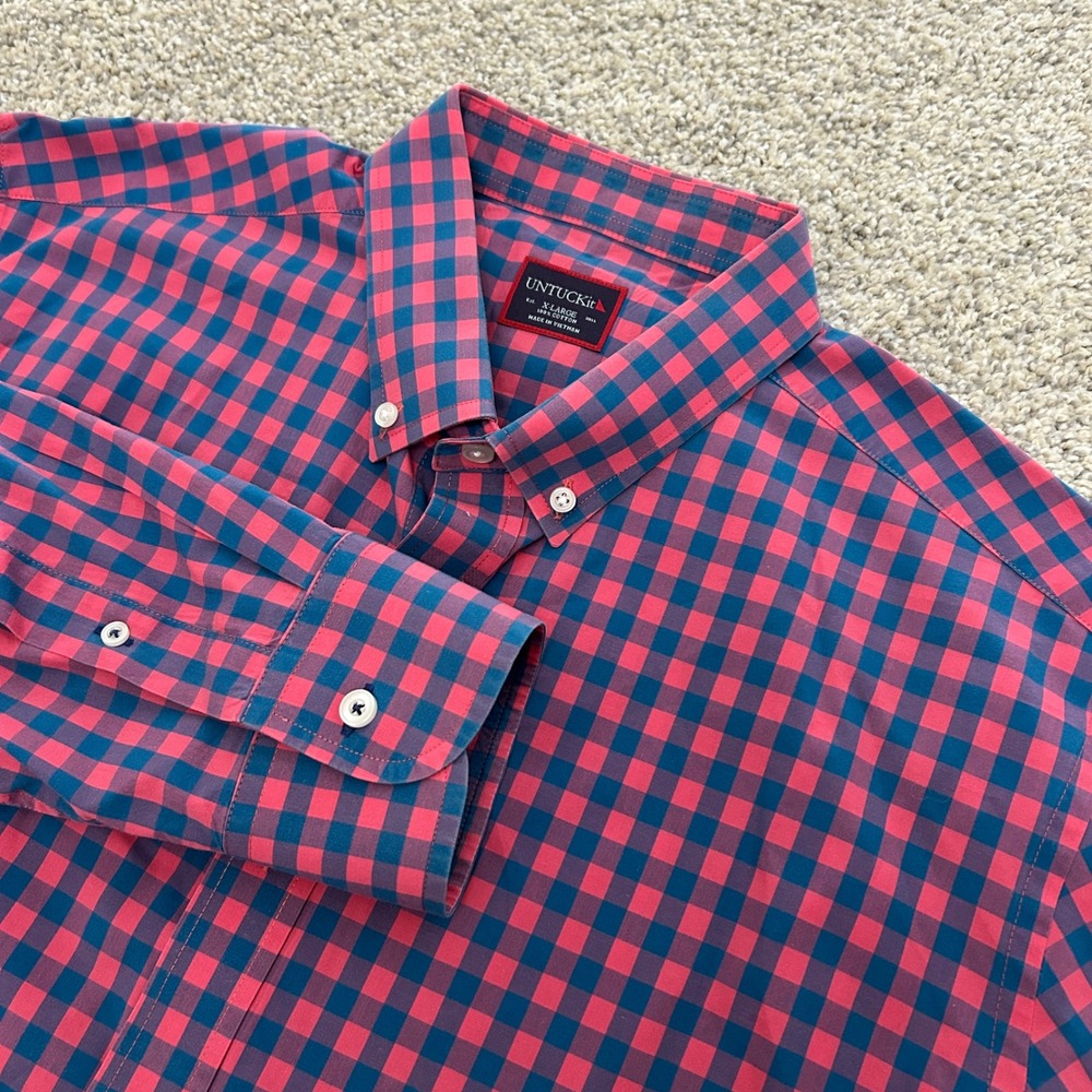 UNTUCKit Red and Blue Check Casual Button-Down Shirt